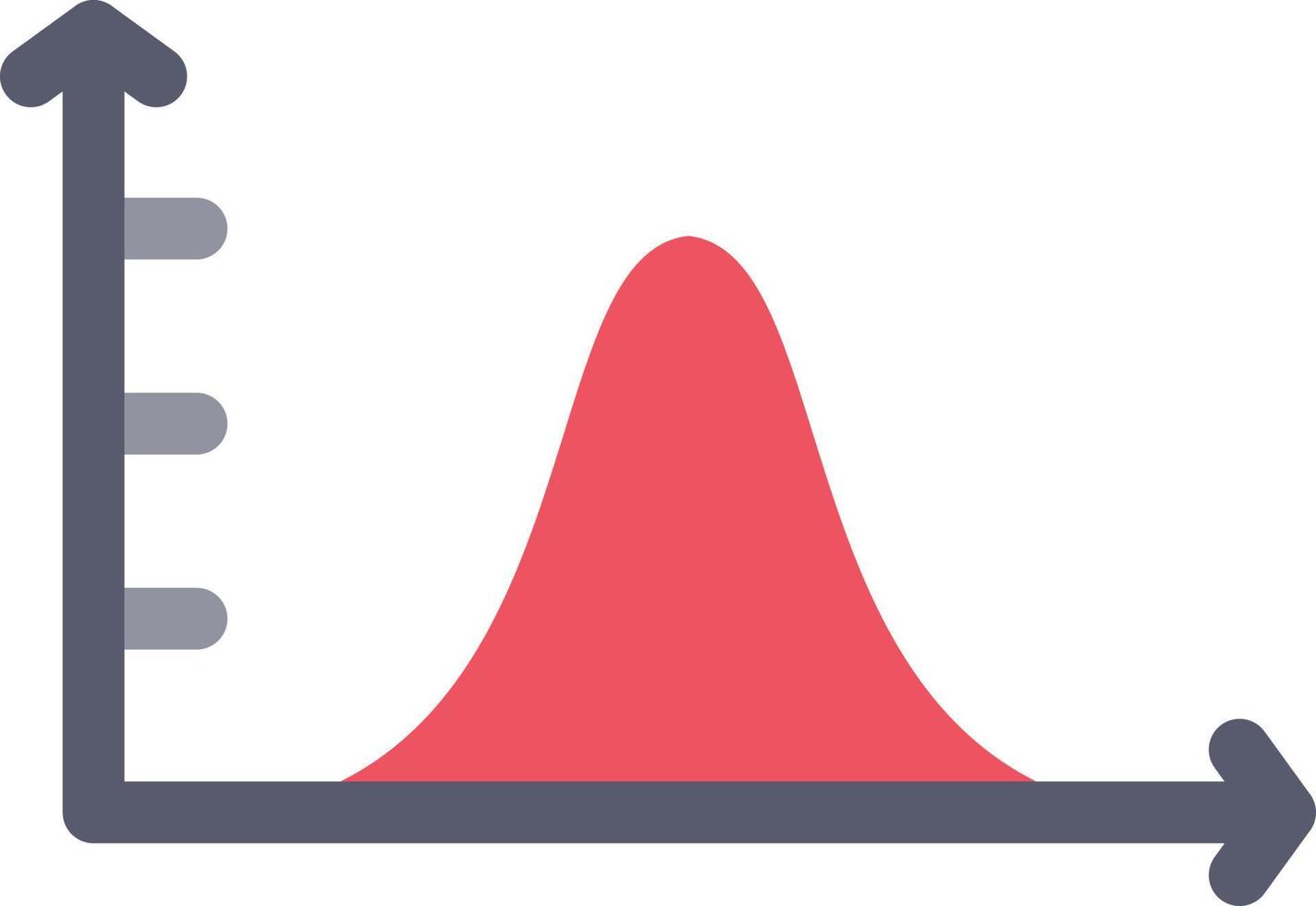 curva de campana en el icono plano del gráfico vector