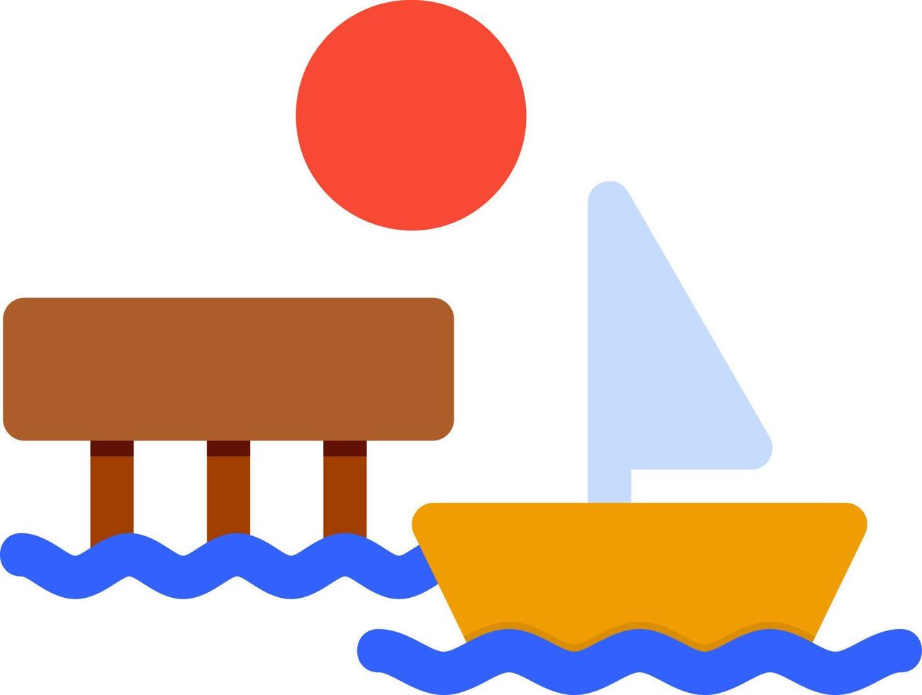 muelle paisaje plano icono vector