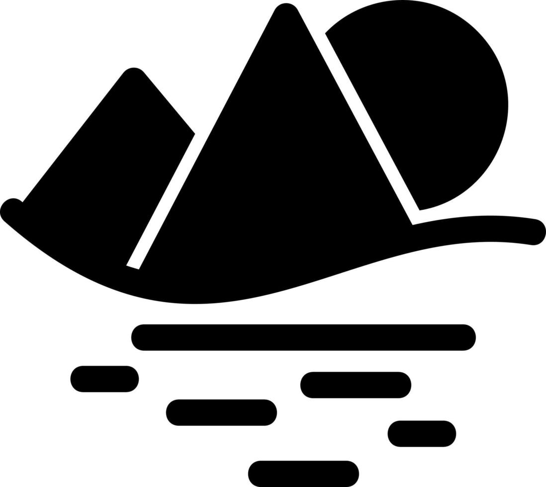 Sunset Landscape Glyph Icon vector