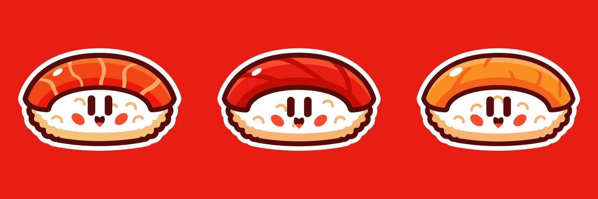 sushi cartoon vector illustration set
