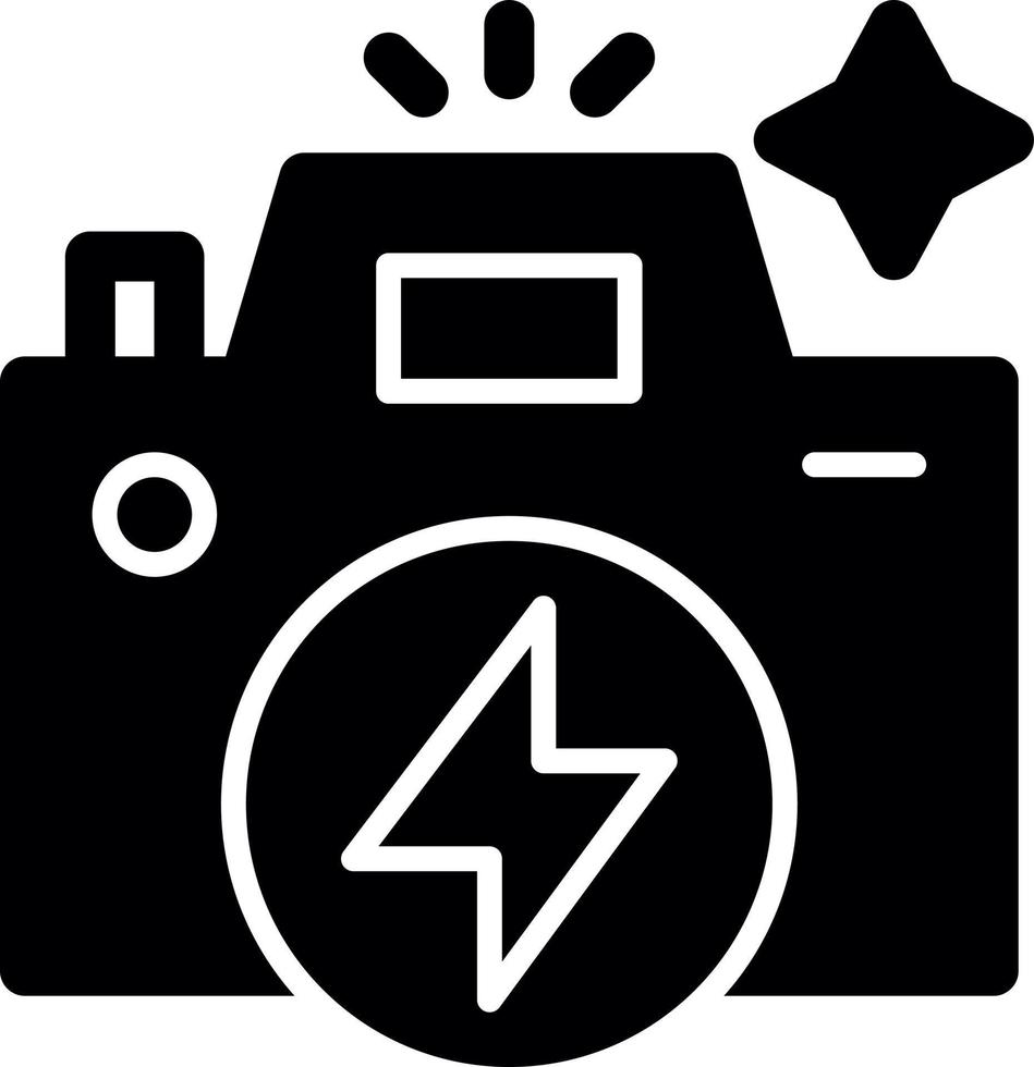 Flash Camera Glyph Icon vector