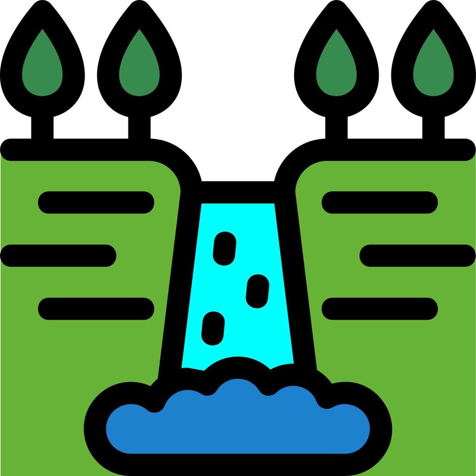 Waterfall Landscape Line Icon vector