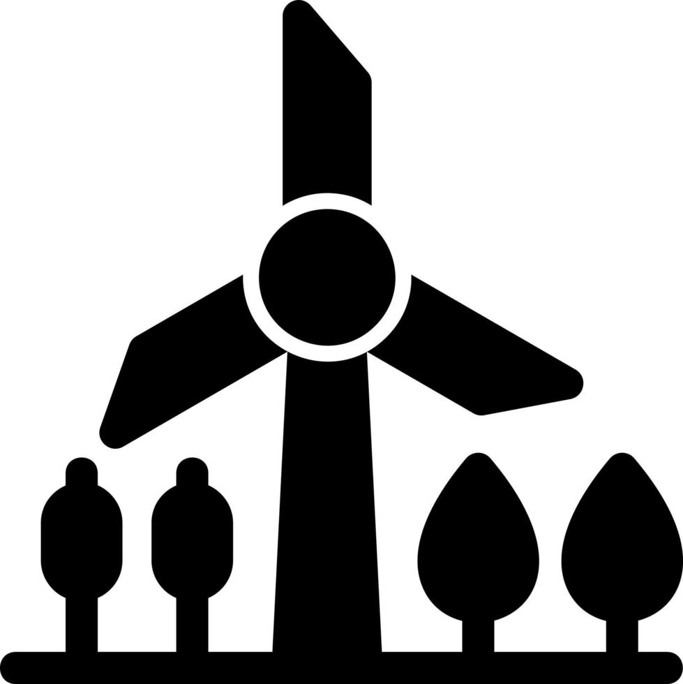 Windmill Landscape Glyph Icon vector