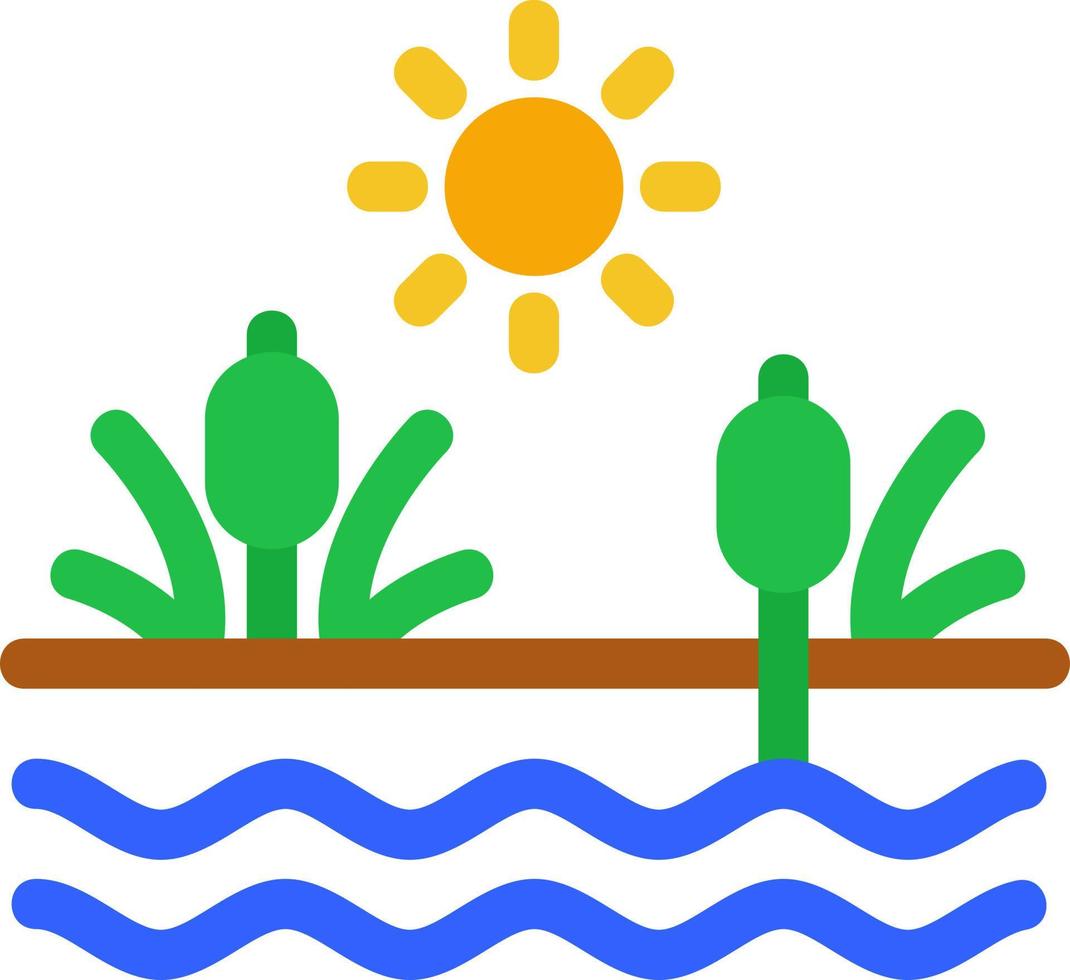 pantano, plano, icono vector