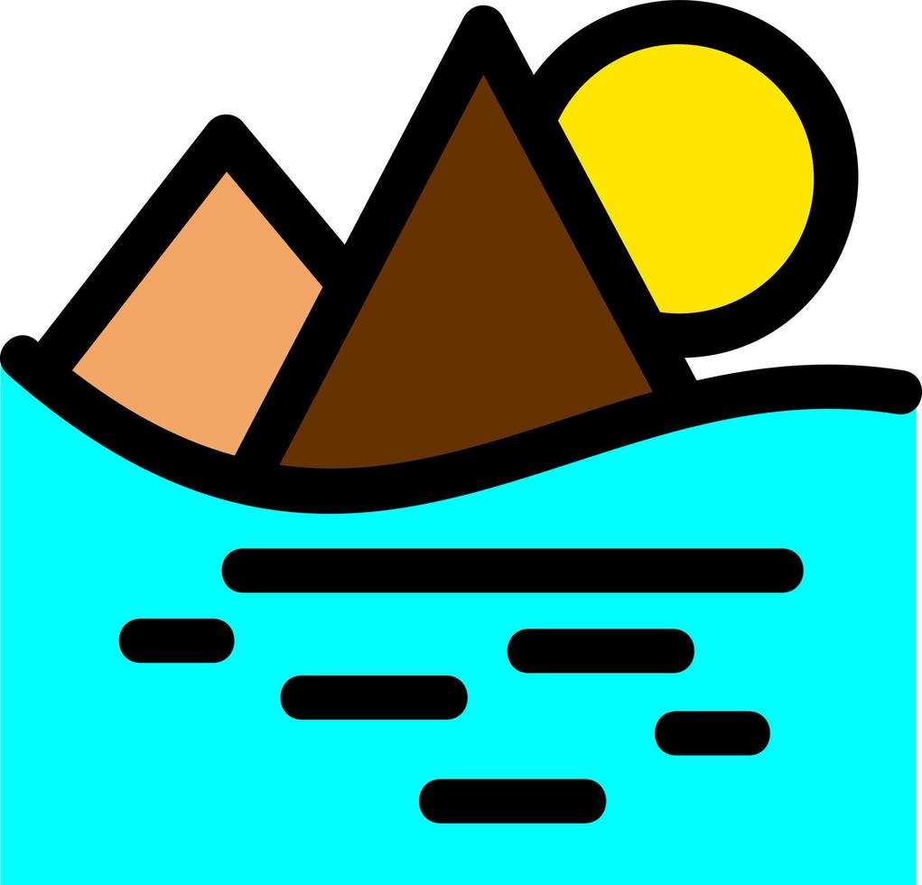 Sunset Landscape Line Icon vector