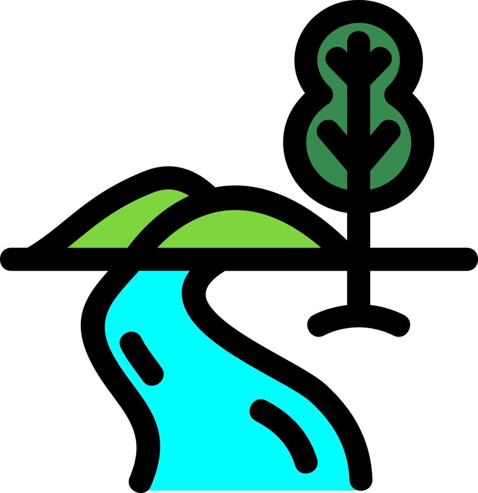 icono de línea de paisaje de río vector