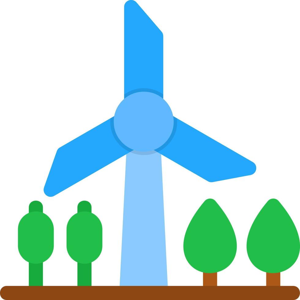 Windmill Landscape Flat Icon vector