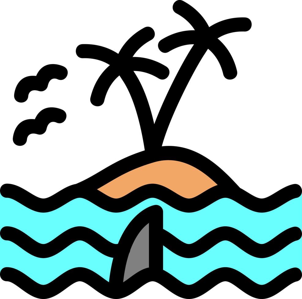 Island Landscape Line Icon vector