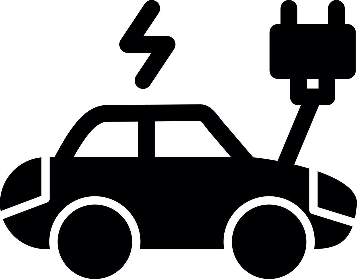 icono de glifo de coche eléctrico vector