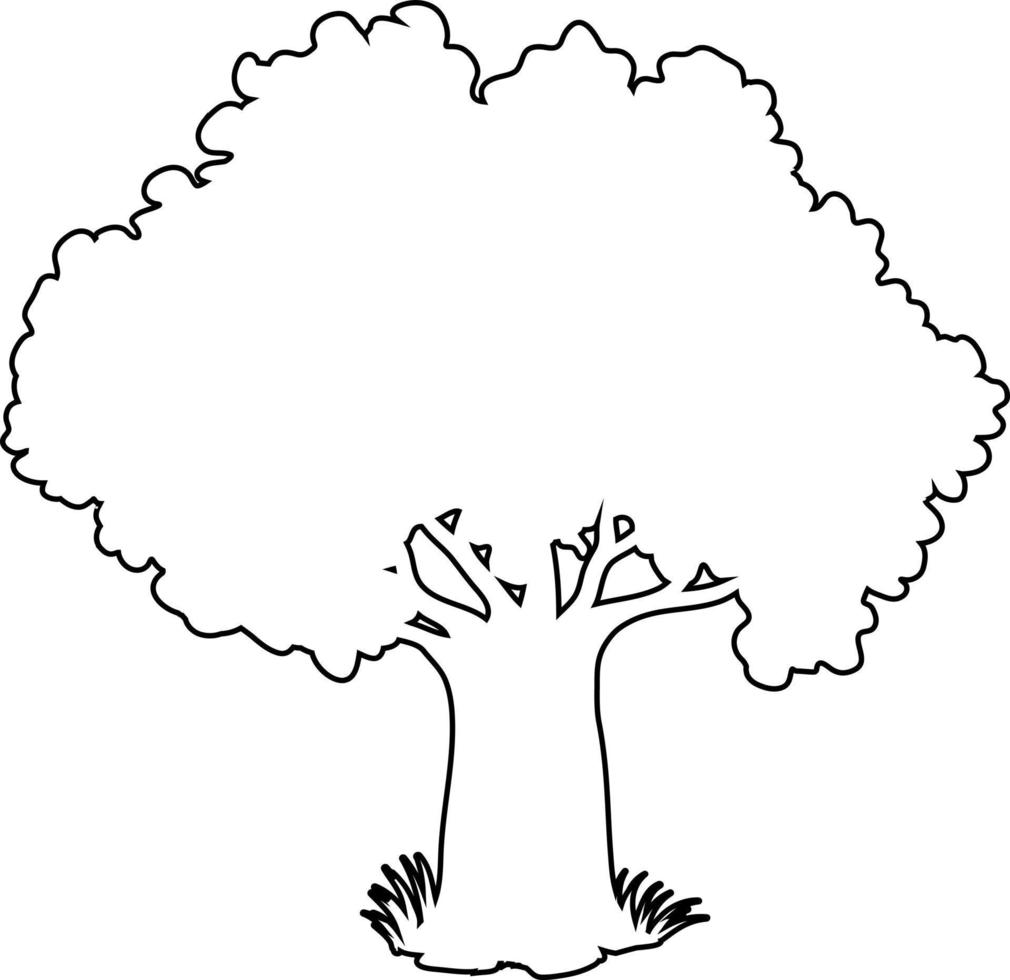 The outline of the tree is black. vector