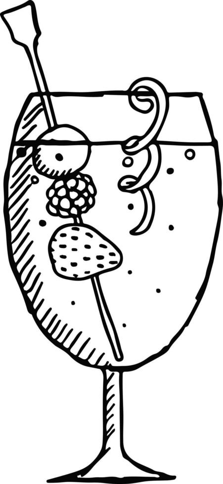Glass with cocktail and fruit. vector