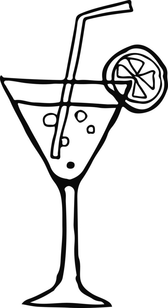 Glass with cocktail and fruit. vector