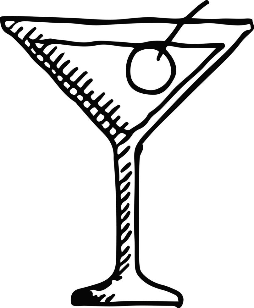 Glass with cocktail and fruit. vector