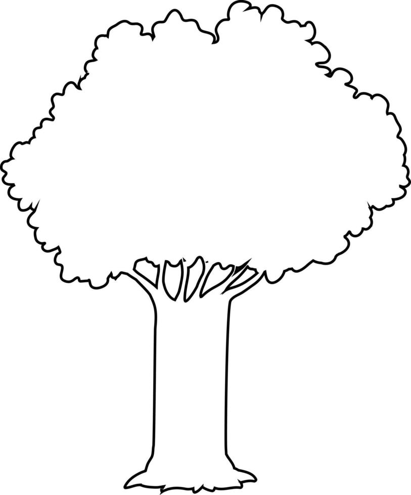 The outline of the tree is black. vector