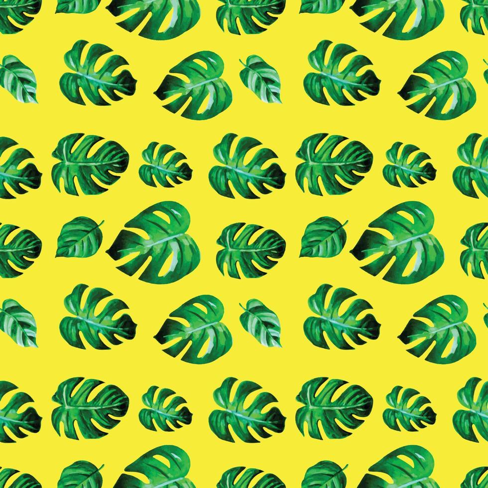 Seamless tropical leaf pattern watercolour botanical illustration beautiful elegant monstera leaf vector