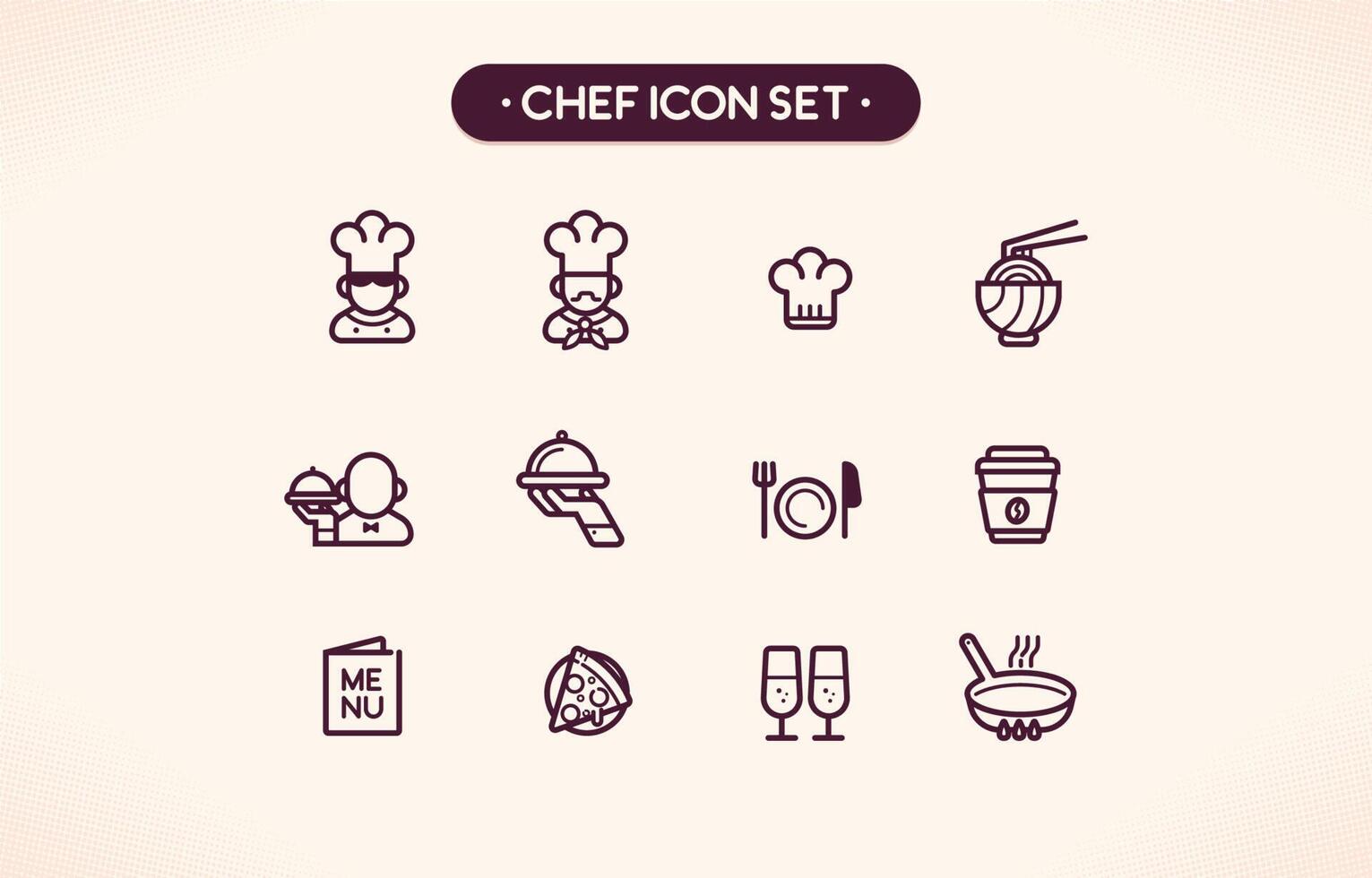 Chef Line Icon Set Design vector