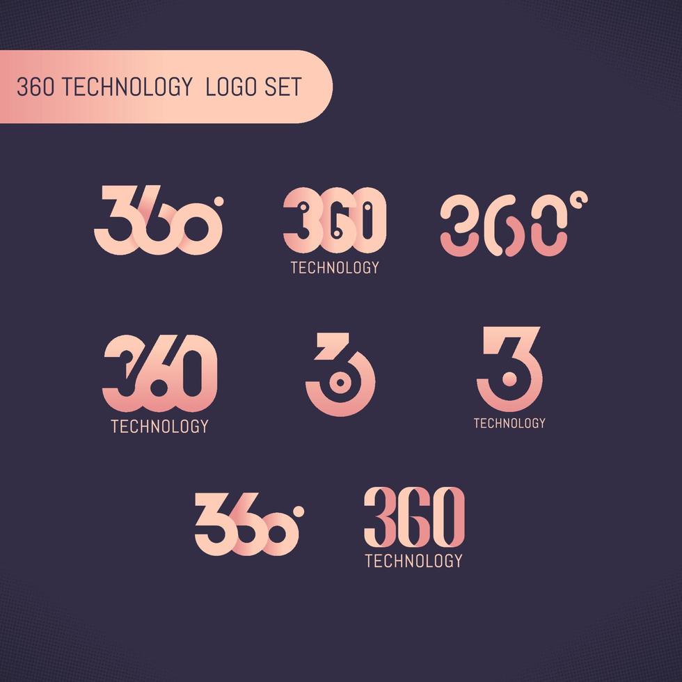 conjunto de logotipos de tecnología de 360 grados vector