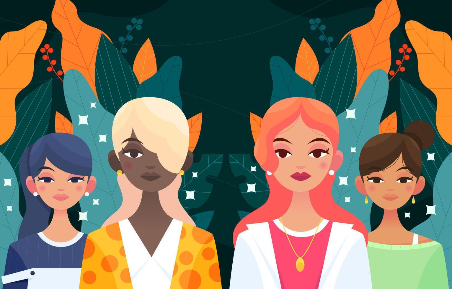 The Multiracial Woman Is Different But Still One vector