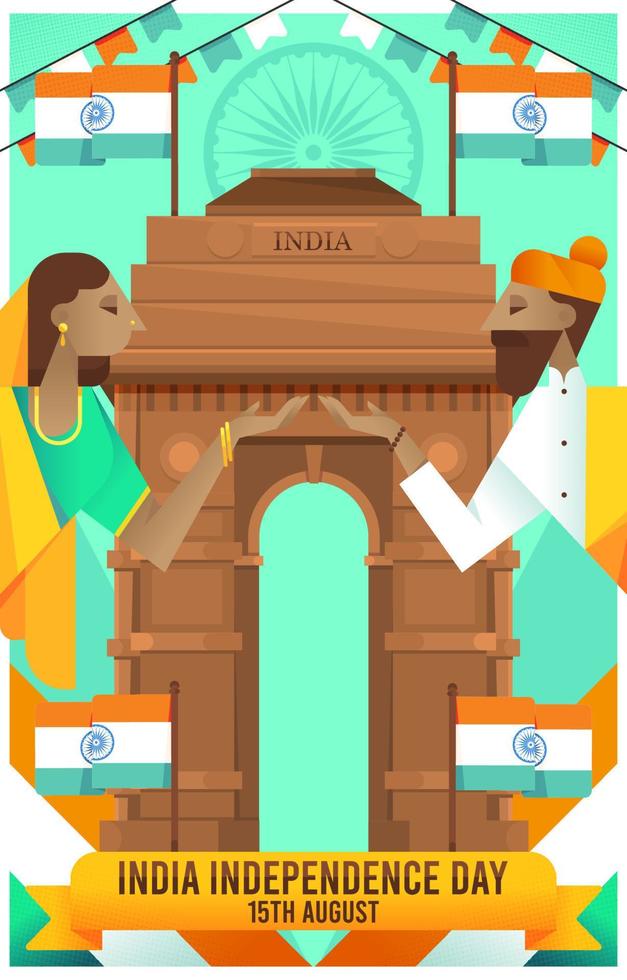 Greetings On Independence Day From An Indian Couple vector