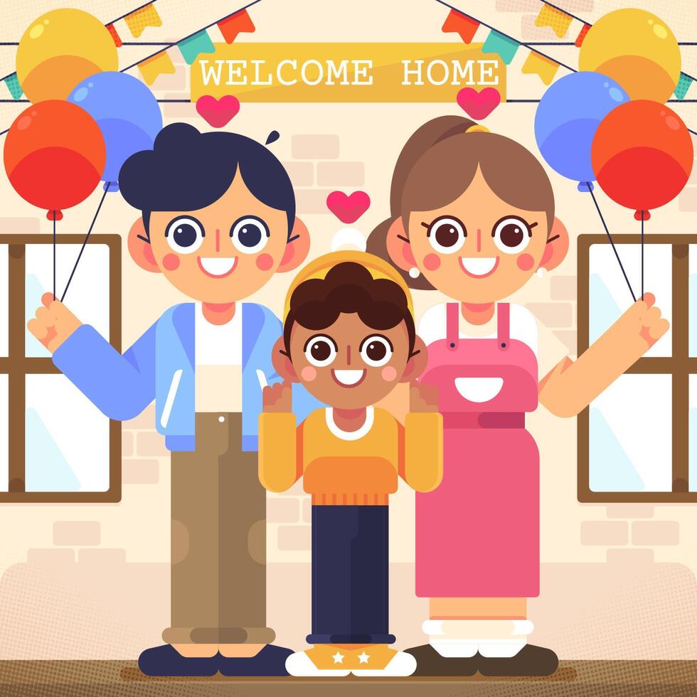 A Couple Holds A Party To Welcome Their Adopted Child vector