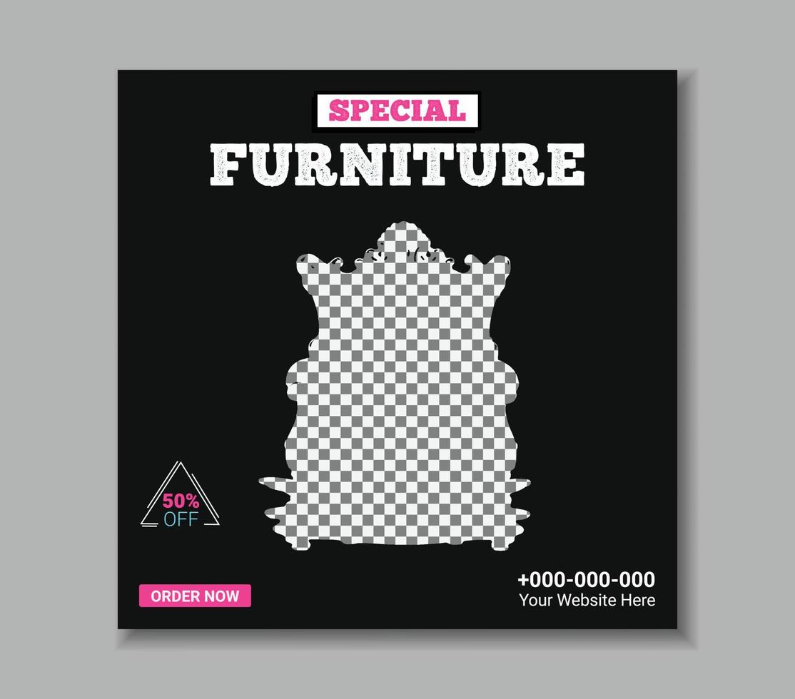 Modern furniture social media post template vector
