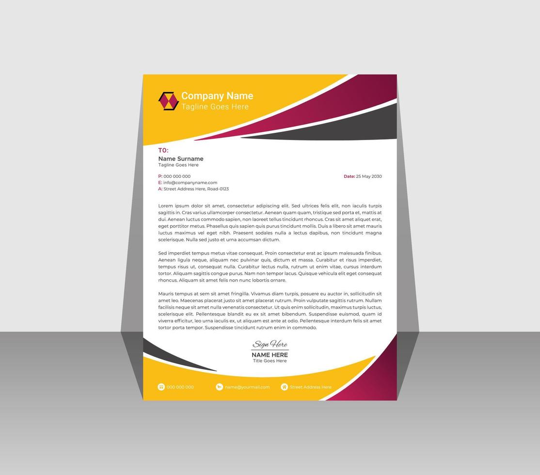 Professional and modern letterhead design template vector