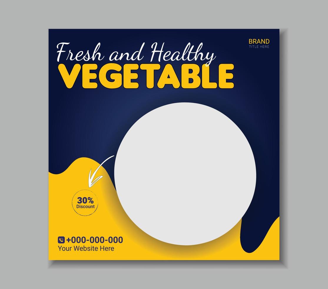 Fresh and healthy vegetables social media post template for restaurant vector