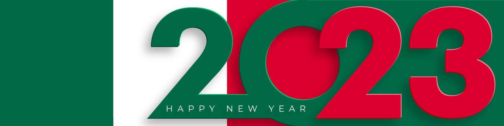 feliz año nuevo 2023, patrón festivo con concepto de bandera de méxico vector