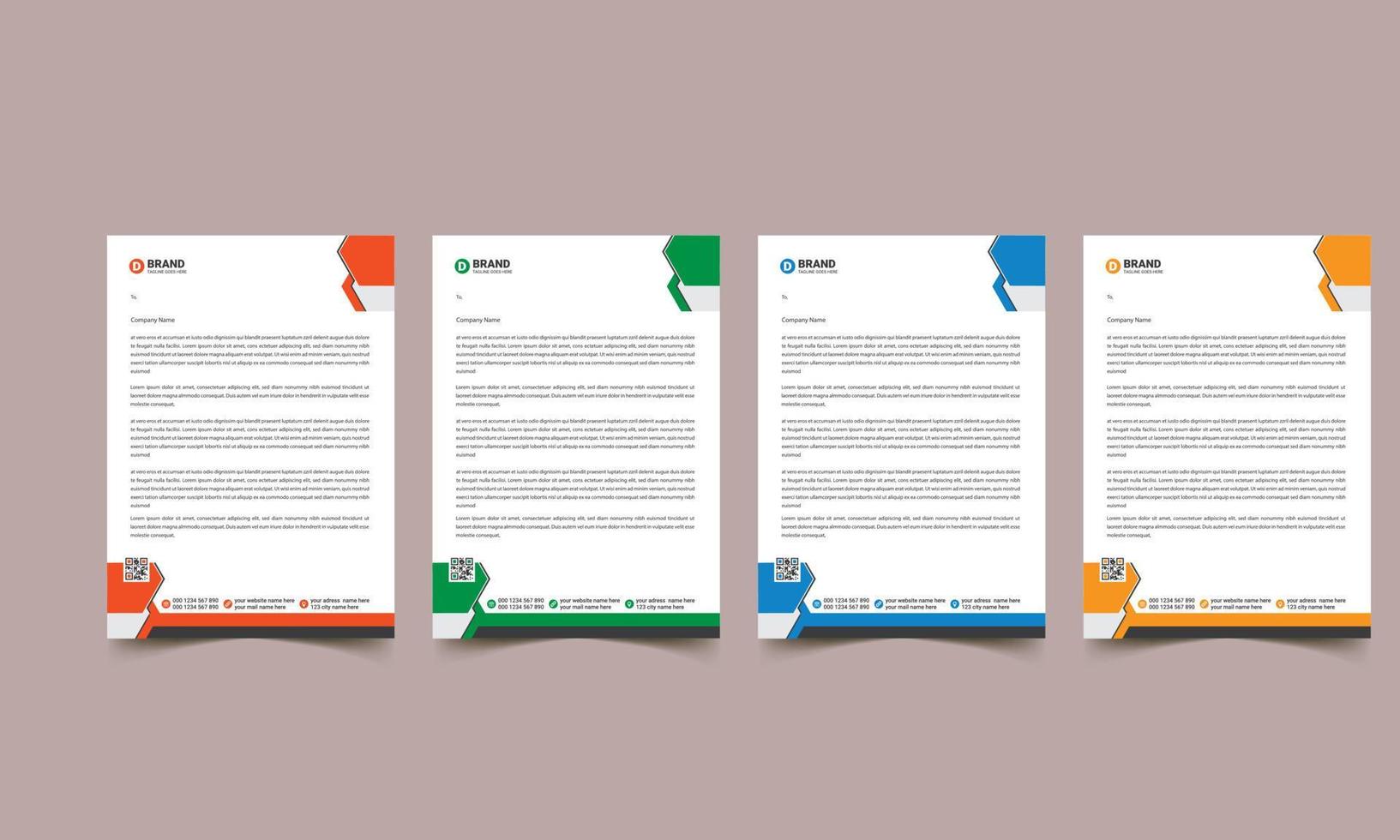 Clean and professional company business letterhead template design set with color variation bundle vector