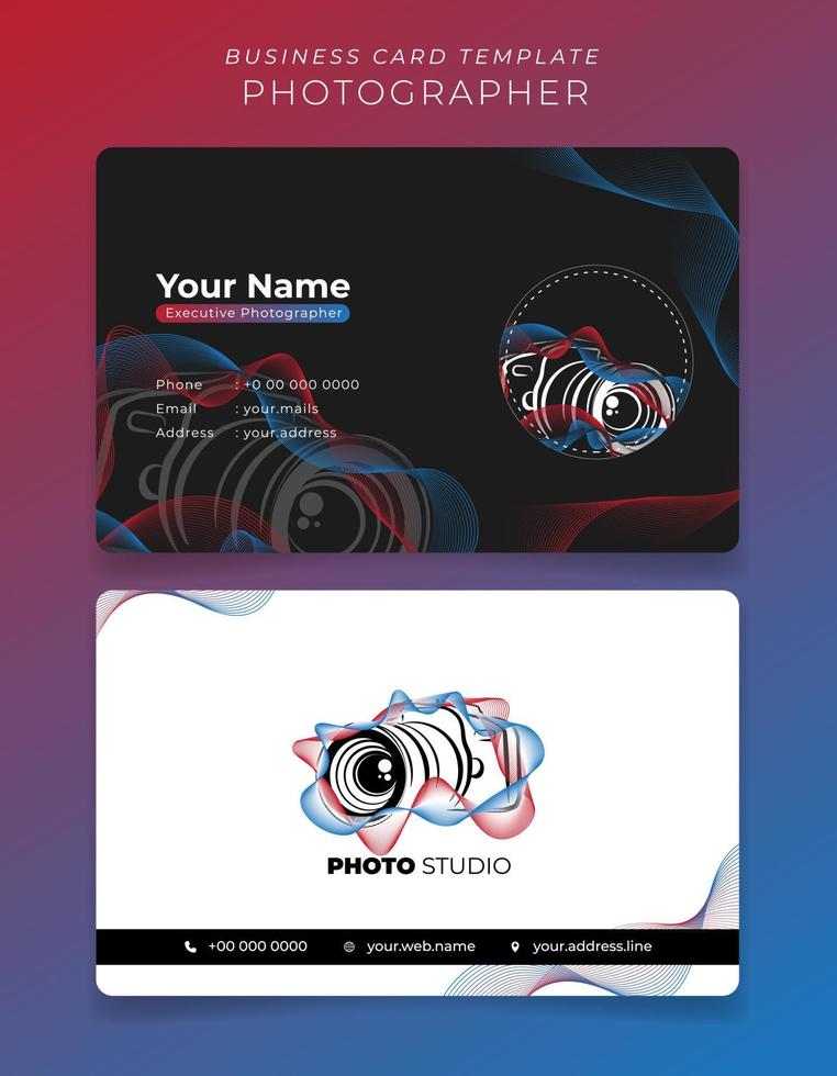 ID card or business card template for photographer with camera illustration design vector