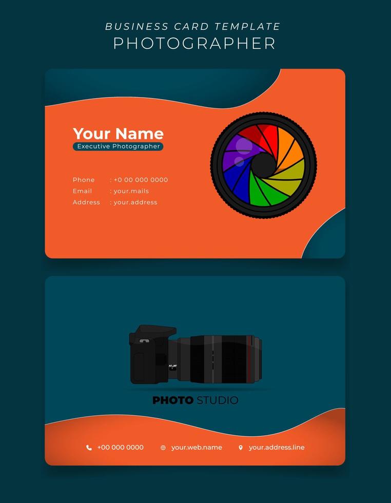 ID card or business card template in orange and green background for employee identity design vector