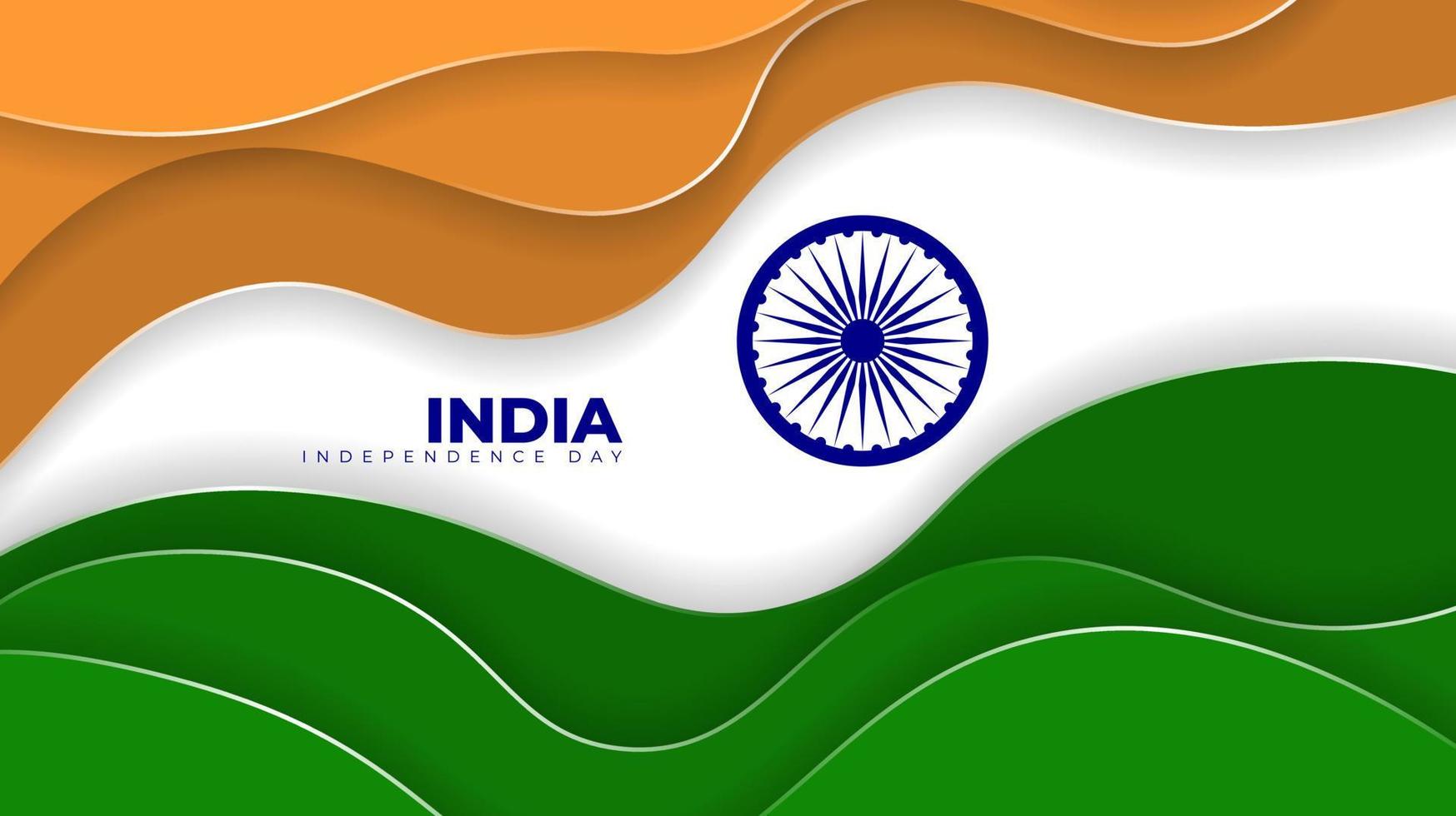 Paper cut background in orange and green design for India independence day design vector