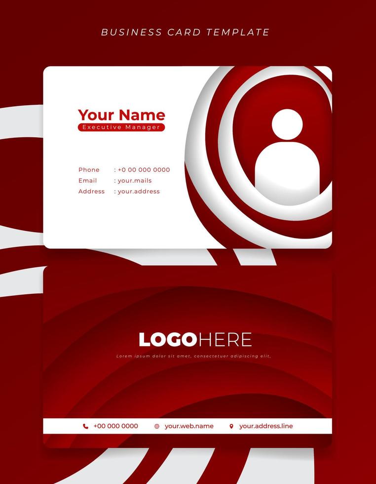 Id card or business card template in red and white paper cut background for employee identity design vector