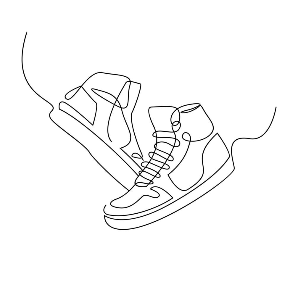 vector continuous line drawing sneakers