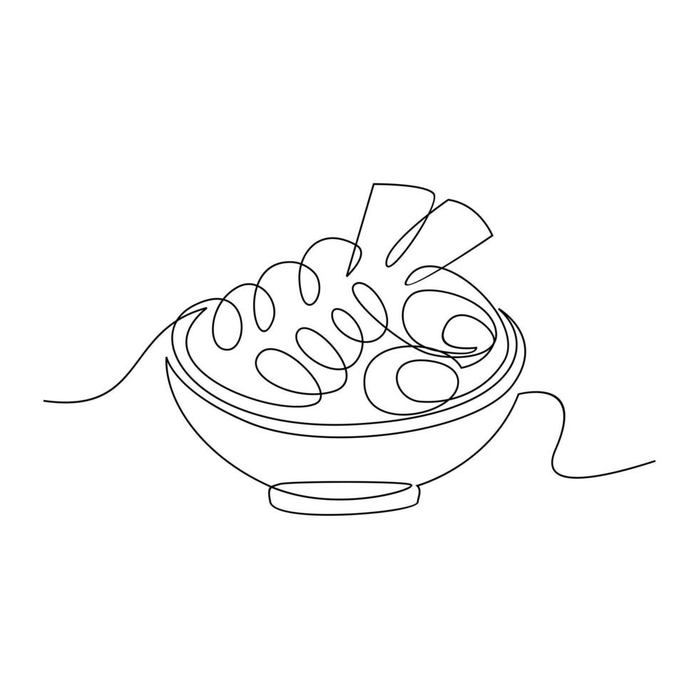 One continuous line noodle vector design