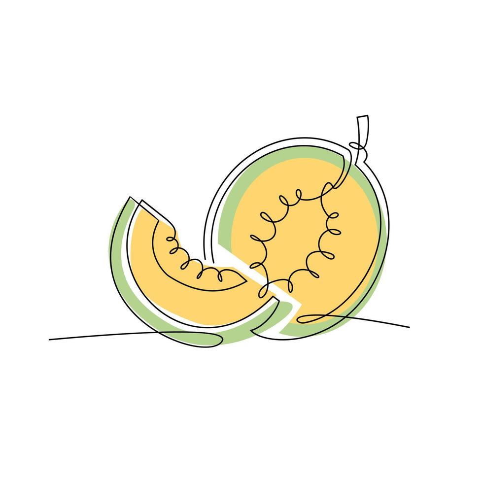 logotipo de melón colorido de una sola línea continua vector
