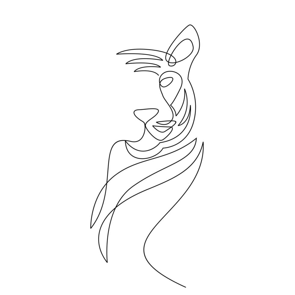 Tiger Continuous one line drawing vector design