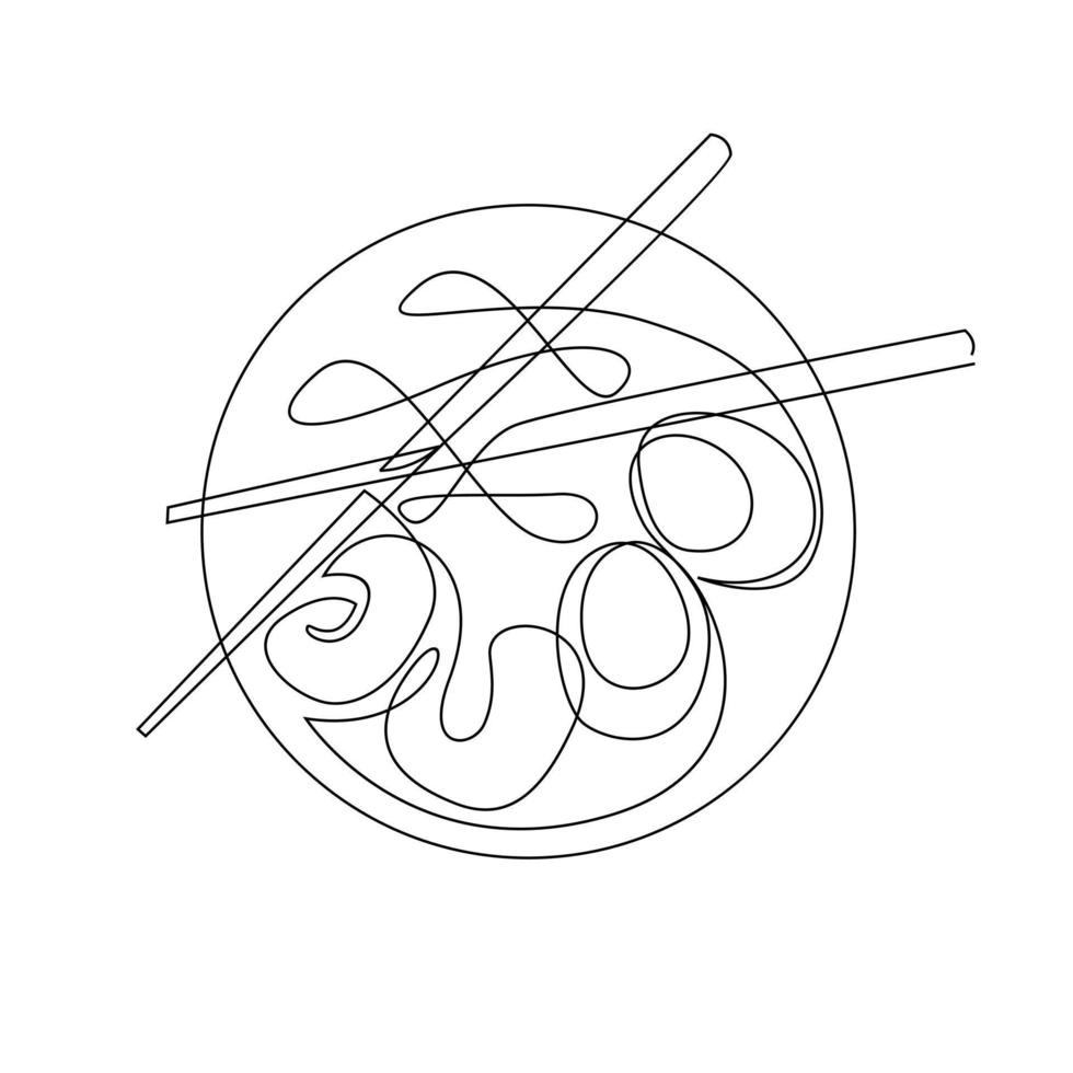 One continuous line noodle vector design