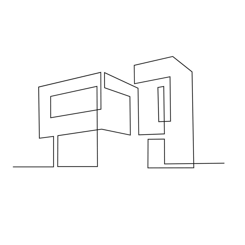 logotipo de casa moderna de dibujo continuo de una línea vector