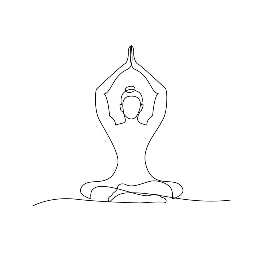 Yoga Continuous one line drawing vector