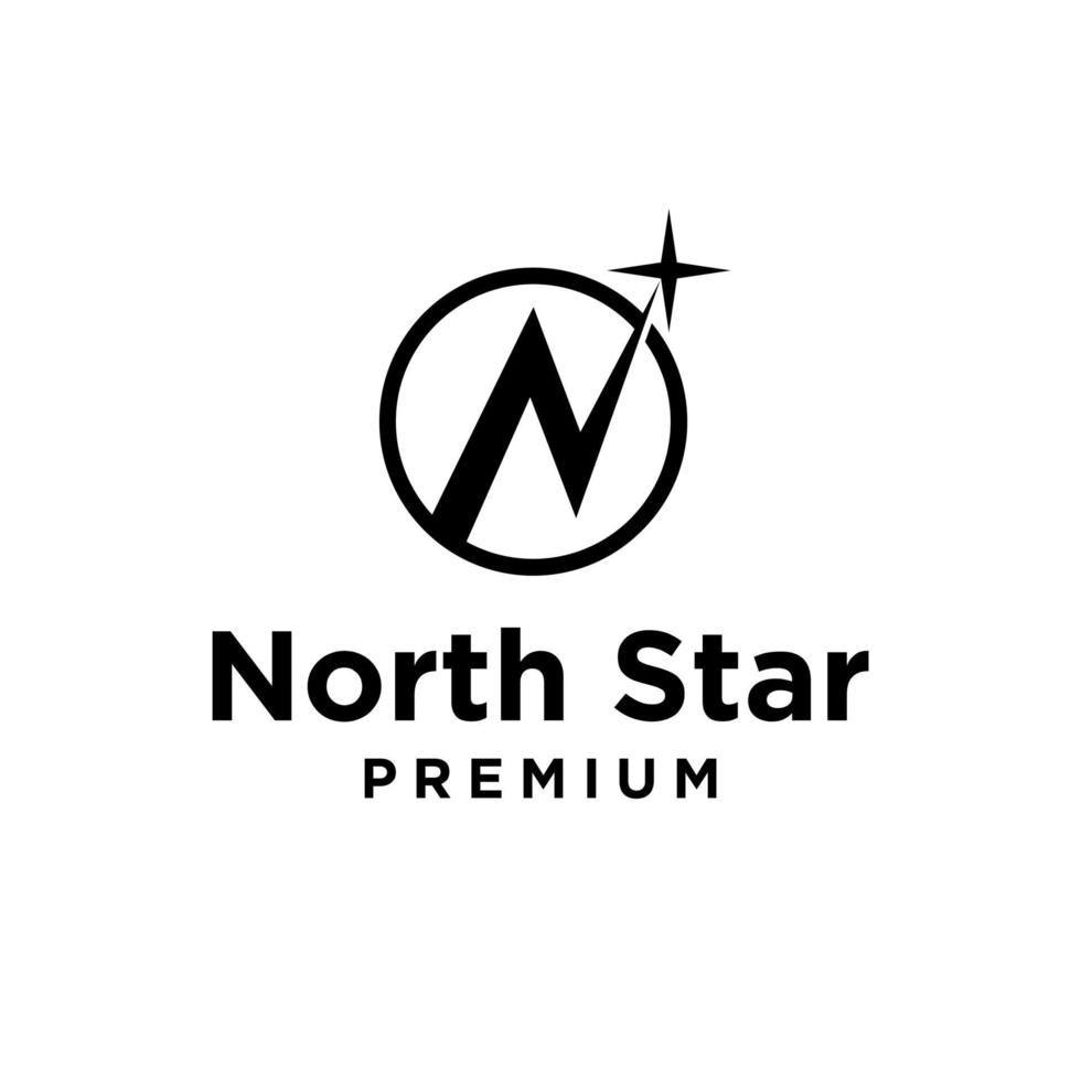 Letter N for north and star on circle logo design vector