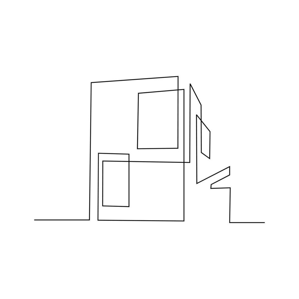 Continuous one line drawing Modern house logo vector