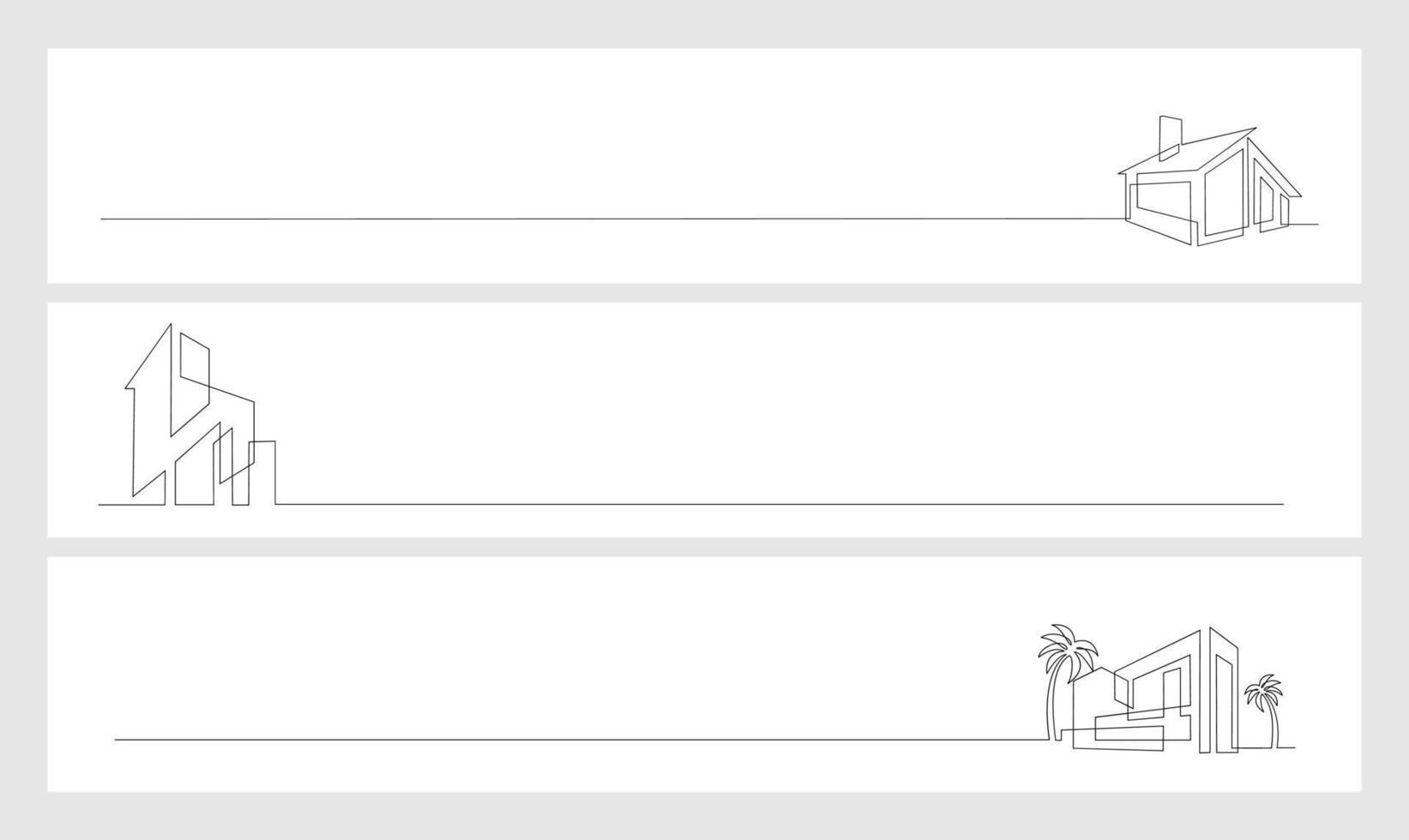 set Continuous one line drawing Modern house logo vector