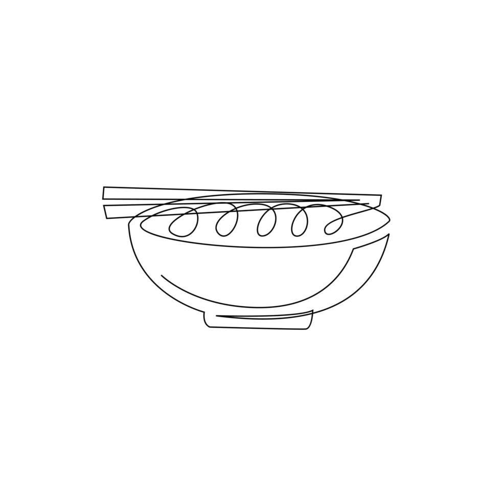 One continuous line noodle vector design