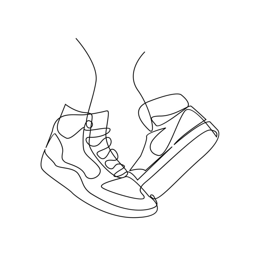vector continuous line drawing sneakers