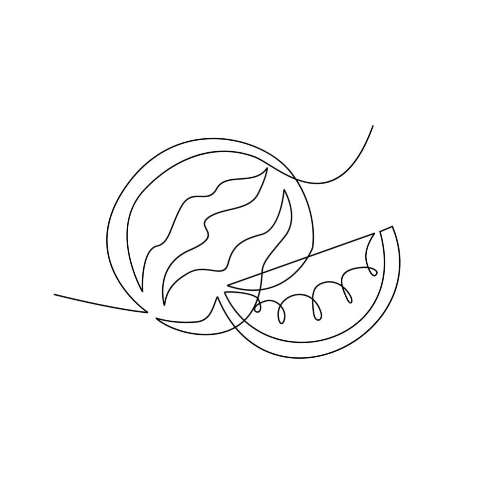 One single line water melon logo continuous vector
