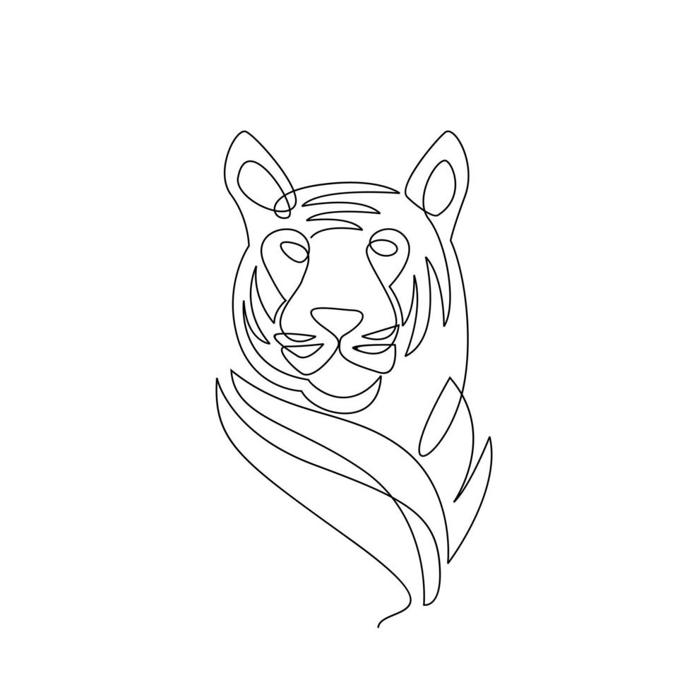 Tiger Continuous one line drawing vector design