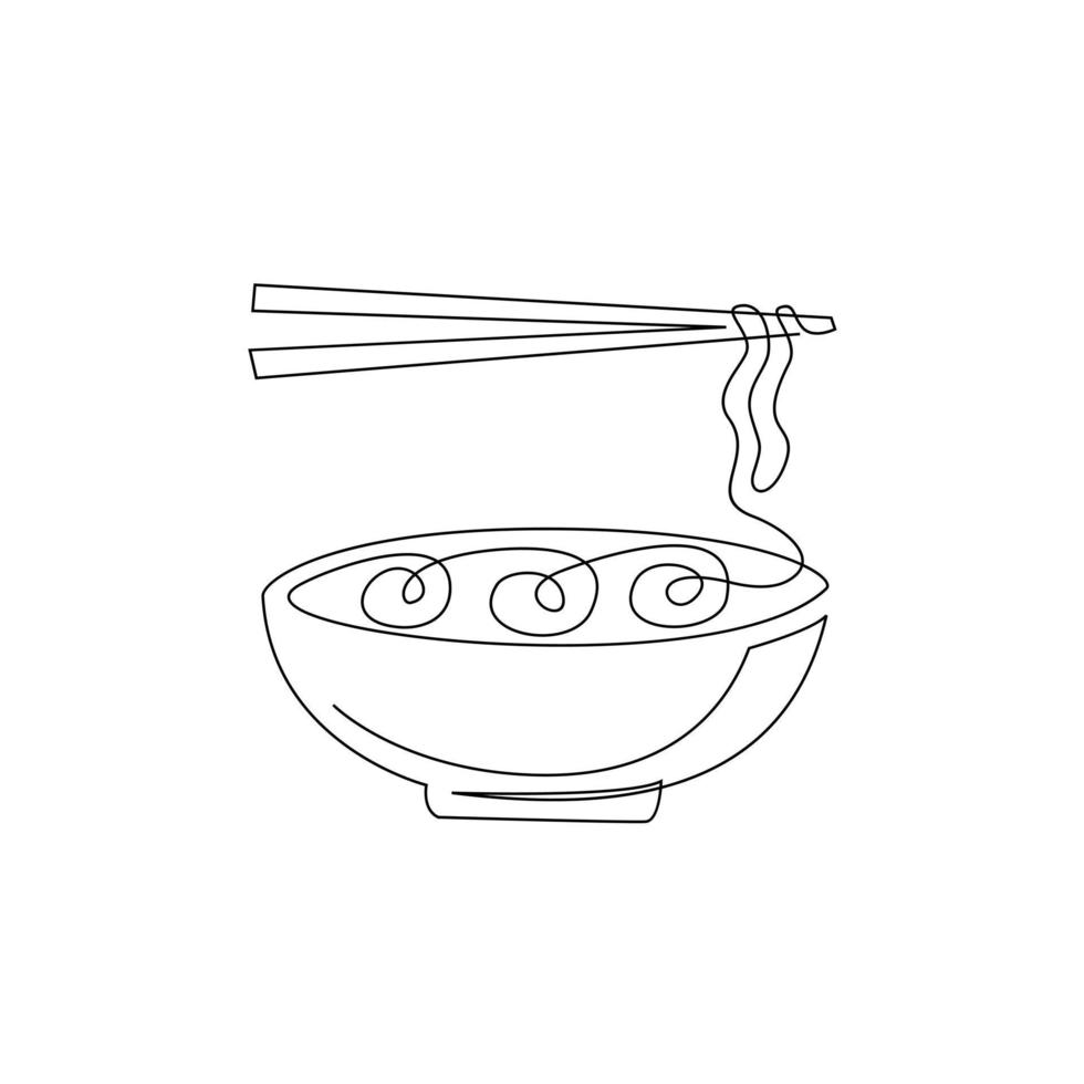 One continuous line noodle vector design