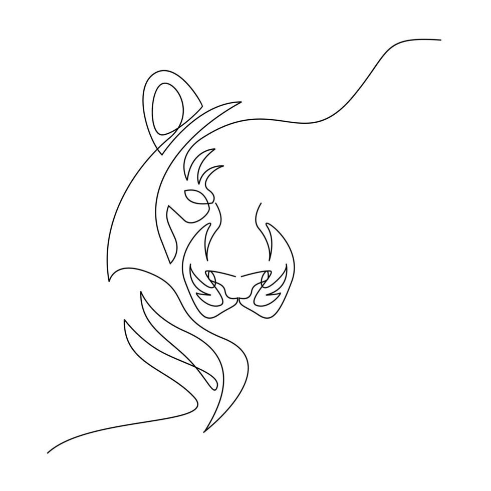 Tiger Continuous one line drawing vector design