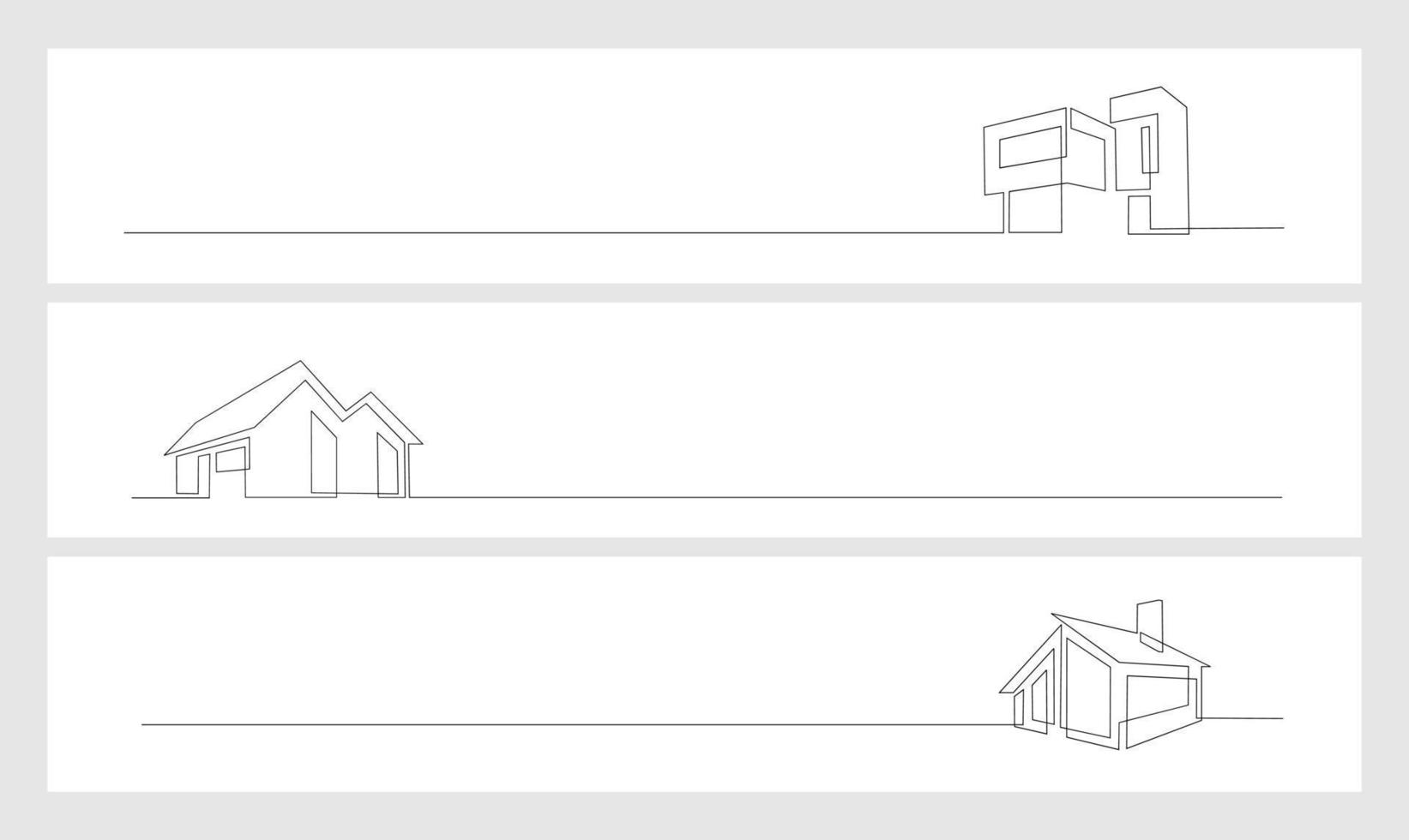 set Continuous one line drawing Modern house logo vector